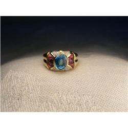 Gold 14K Amethyst Topaz Diamond Designer Band #1200570