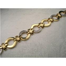 14K 2-Tone Two-Tone Diamond Round Link Bracelet#1200572