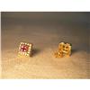 Image 1 : Estate 14K YG Princess Ruby Diamond Earrings #1200579