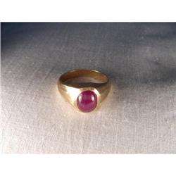 Rare Antique 14K Pink Rose Gold Mens Ruby Ring #1200598