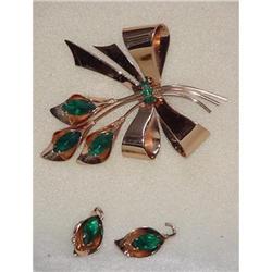 Coro Sterling Craft Pin and Earrings Sku2811 #1200712