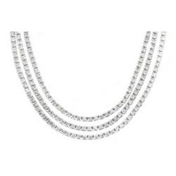 28 CARAT DIAMOND TENNIS 3 STRAND NECKLACE 14KWG#1210391