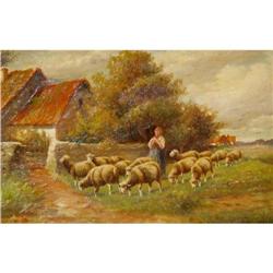 FRENCH OIL PAINTING PASTORAL SCENE A.BOUILLE #1210412