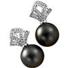 Image 1 : 14K Earrings Tahitian BLACK PEARL w DIAMONDS  #1210424