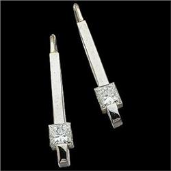 PRINCESS Cut DIAMOND Dangling Earrings .75 CTS!#1210434
