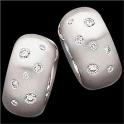 14k White Gold DIAMOND HUGGIE EARRINGS #1210450