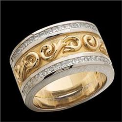 Gold Wedding Band PRINCESS DIAMONDS #1210549