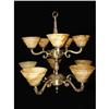 Image 1 : Two tier bronze chandelier with alabaster      #1210779