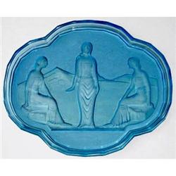 Egyptian Intaglio Cut Blue Glass Vanity Tray #1219417