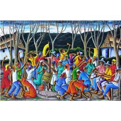 ORIG PAINTING HAITI CARD READING CEREMONY #1219489