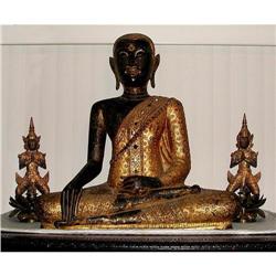 MASSIVE THAI BRONZE SEATED TEMPLE BUDDHA #1219491