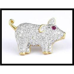 98 DIAMONDS ENCRUSTED ON 18K PIG BROOCH #1219507