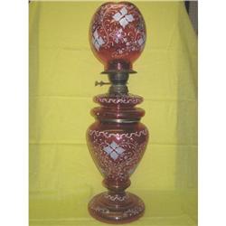 Antique original Cranberry oil Lamp #1219516