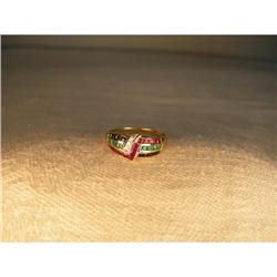 Estate 14K YG Gold Sapphire Ruby Emerald Ring #1219537