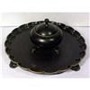 Image 1 : Antique Bronze Inkwell on a Scalloped Tray #1219689