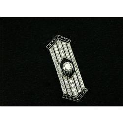 Platinum Antique Art Deco Onyx Diamond Pin #1219748