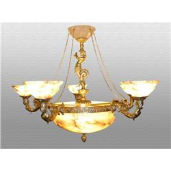 Alabaster and bronze chandelier #1219760