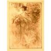 Image 1 : Original French Lithograph, Girl with Flower #1179464