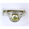 Image 1 : PLATINUM Ring GREEN YELLOW DIAMOND 1.05 CTS! #1201063