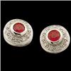 Image 1 : 14k WhiteGold EARRINGS  RUBY  DIAMONDS   #1201087