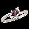 Image 1 : 14k White Gold Ring HEART GARNET w DIAMONDS  #1201088