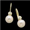 Image 1 : 14k Gold Earrings PEARL w DIAMOND #1201119