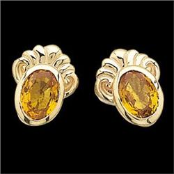 14K  GOLD EARRINGS  YELLOW SAPPHIRE #1201153