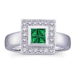 14k GOLD RING  EMERALDS w DIAMONDS #1201157