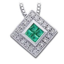 14k Gold Necklace EMERALDS  DIAMONDS #1201158