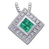 Image 1 : 14k Gold Necklace EMERALDS  DIAMONDS #1201158
