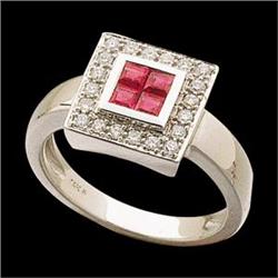 14K WHITE GOLD RUBY DIAMOND RING #1201159