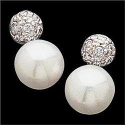 WhiteGold Earrings PEARL w DIAMONDS #1201161