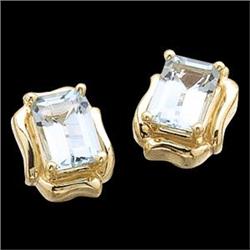 14k Earrings GENUINE AQUAMARINE 2 CTS! #1201162
