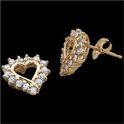 14k  Gold HEART Earrings DIAMONDS #1201164