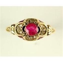  ANTIQUE STYLE RING RUBY W DIAMONDS    #1201172