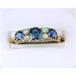 ANTIQUE GOLD  RING SAPPHIRES w OPALS! #1201184