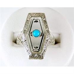 ANTIQUE Style CRYSTAL RING w TURQUOISE #1201190