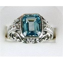 ANTIQUE STYLE FILIGREE RING w BLUE TOPAZ #1201192
