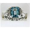 Image 1 : ANTIQUE STYLE FILIGREE RING w BLUE TOPAZ #1201192