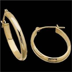 14K GOLD OVAL HOOP EARRINGS 1 INCH  #1201207