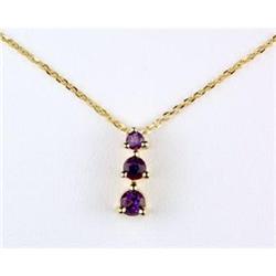 14k GOLD NECKLACE w  3 AMETHYSTS  #1201210