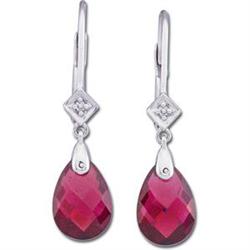 WHITEGOLD EARRINGS  BRAZILIAN GARNET DIAMOND #1201218