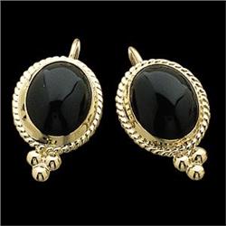 14k GOLD EARRINGS  BLACK ONYX #1201220