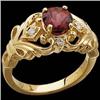 Image 1 : Antique  14k Gold Ring GARNET  DIAMONDS  #1201232