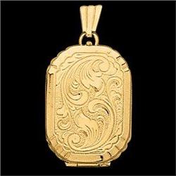 ANTIQUE Style 14k GOLD  LOCKET RECTANGULAR #1201235