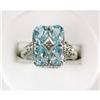 Image 1 : ANTIQUE Style RING BLUE TOPAZ w DIAMOND #1201245