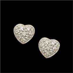 WHITE GOLD HEART  DIAMOND EARRINGS #1201249