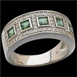 14k EMERALD DIAMOND WEDDING BAND #1201251