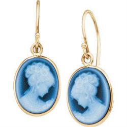 14K Gold AGATE CAMEO EARRINGS #1201253