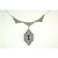  ANTIQUE Style FILIGREE NECKLACE w AMETHYST #1201256